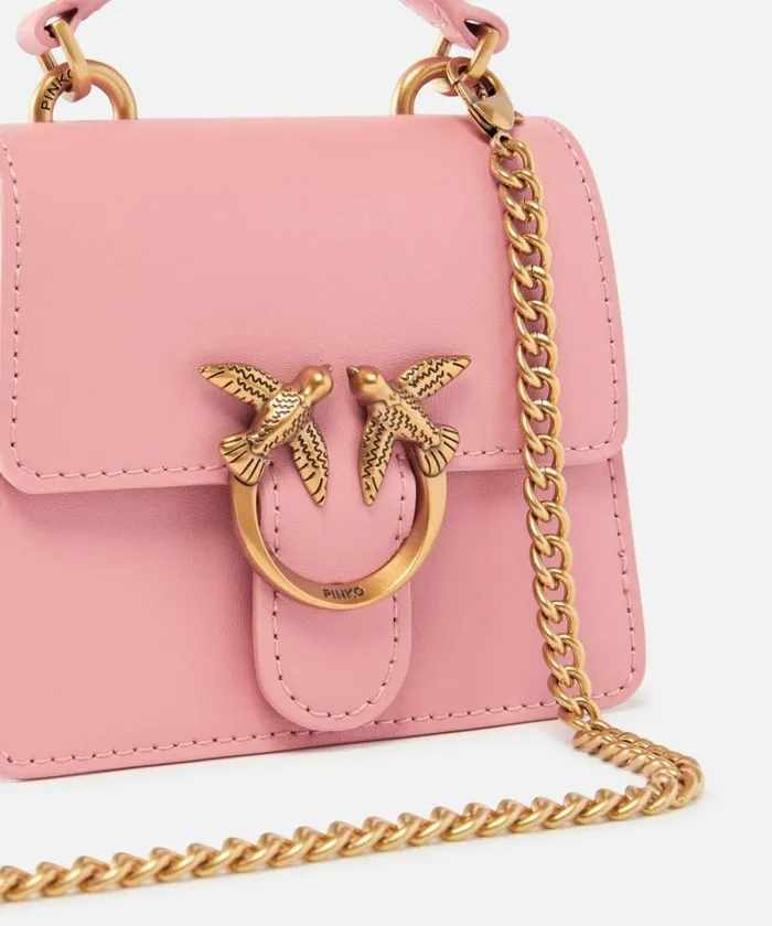 Women Handbags Pinko Micro LoveBag One Top Handle Light Peach Flowerantiquegold Women Handbags Pinko Micro LoveBag One Top Handle Light Peach Flowerantiquegold
