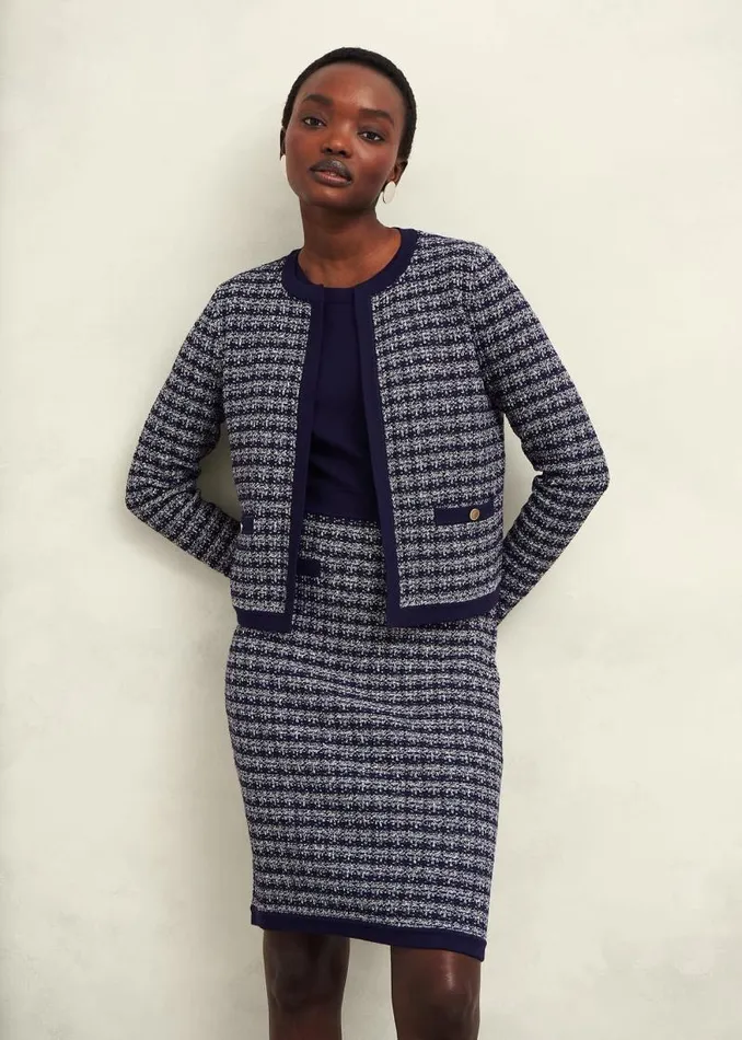 Women HOBBS Coats and Jackets Audra Knitted Jacket Midnight Ivory