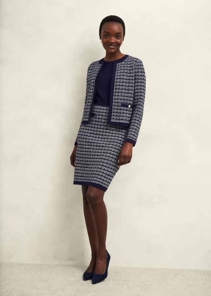 Women HOBBS Coats and Jackets Audra Knitted Jacket Midnight Ivory