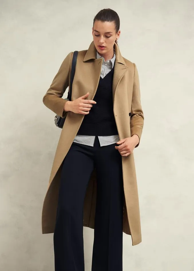 Women HOBBS Coats and Jackets Livia Wool Coat Hobbs Camel