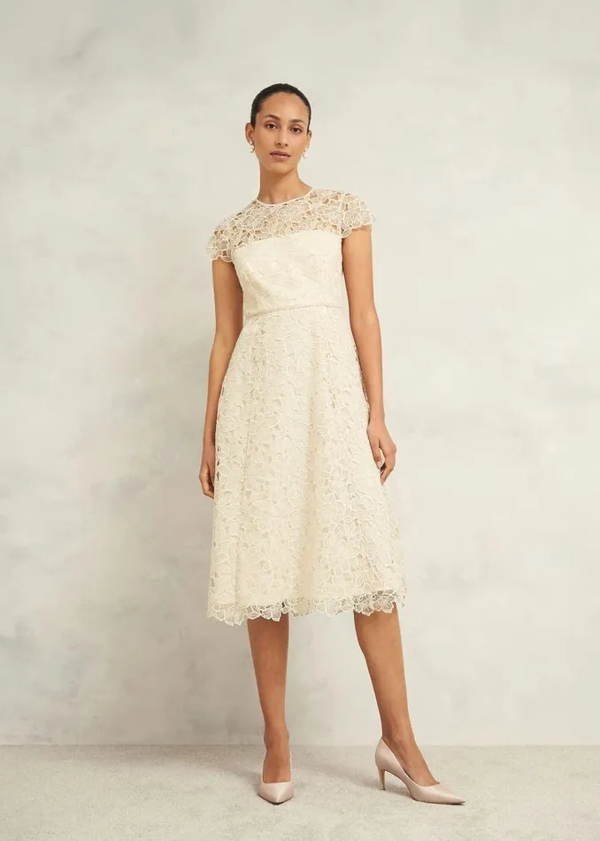 Women HOBBS Dresses and Jumpsuits Johanna Lace Dress Oyster