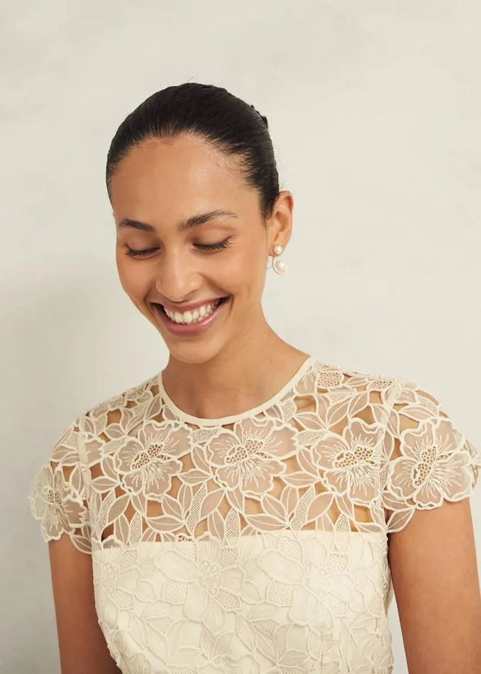 Women HOBBS Dresses and Jumpsuits Johanna Lace Dress Oyster