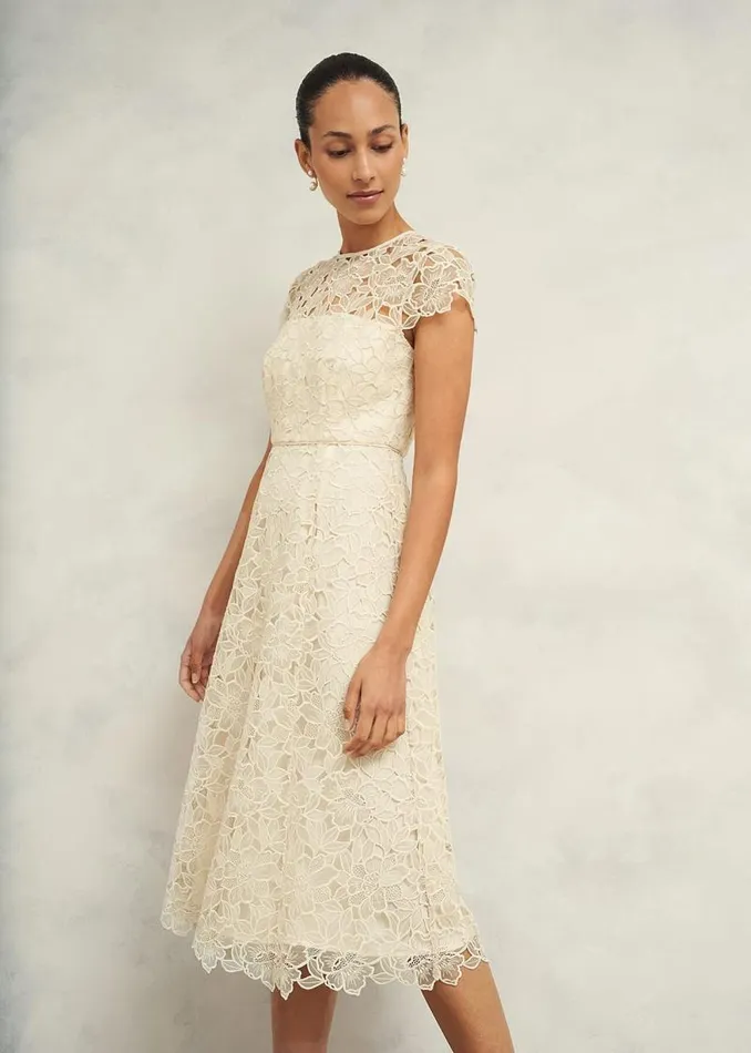 Women HOBBS Dresses and Jumpsuits Johanna Lace Dress Oyster