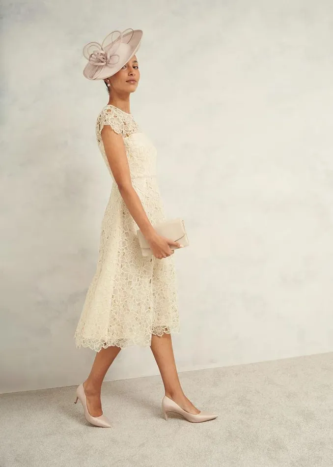 Women HOBBS Dresses and Jumpsuits Johanna Lace Dress Oyster