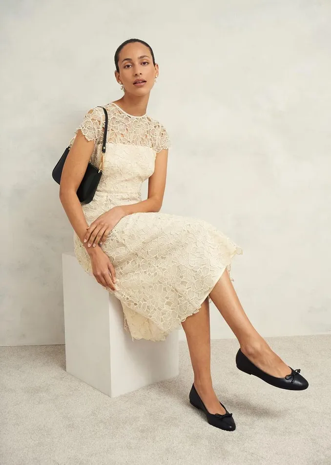 Women HOBBS Dresses and Jumpsuits Johanna Lace Dress Oyster
