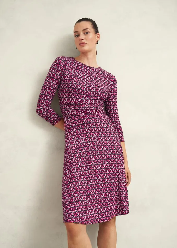 Women HOBBS Dresses and Jumpsuits Petite Bayview Jersey Dress Pink Multi