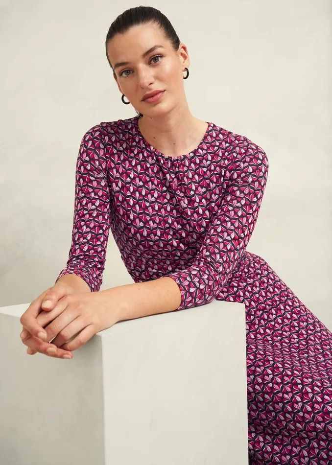 Women HOBBS Dresses and Jumpsuits Petite Bayview Jersey Dress Pink Multi
