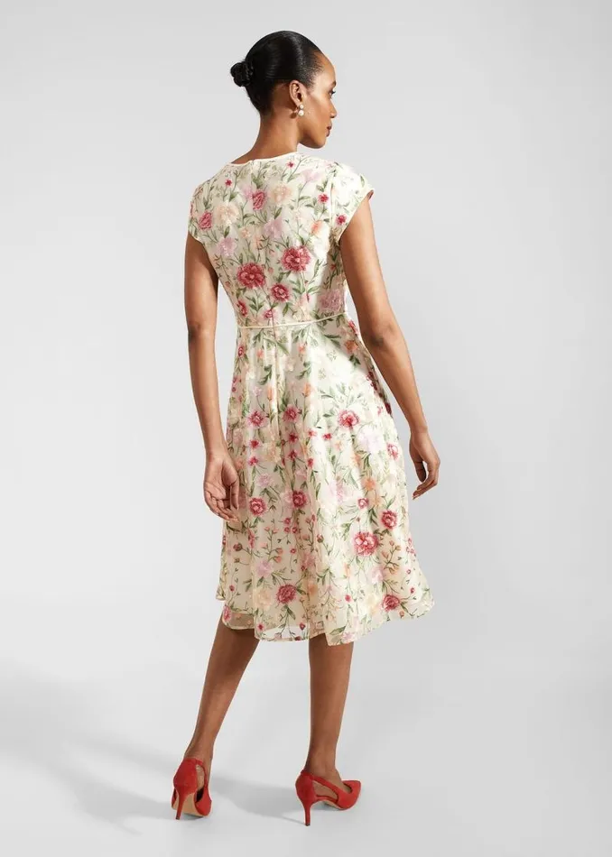 Women HOBBS Dresses and Jumpsuits Tia Embroidered Dress Cream Multi