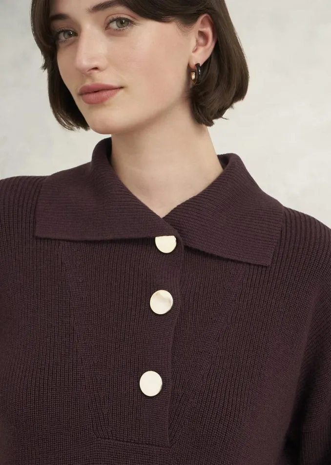 Women HOBBS Jumpers and Cardigans Brenna Merino Wool Jumper Malbec