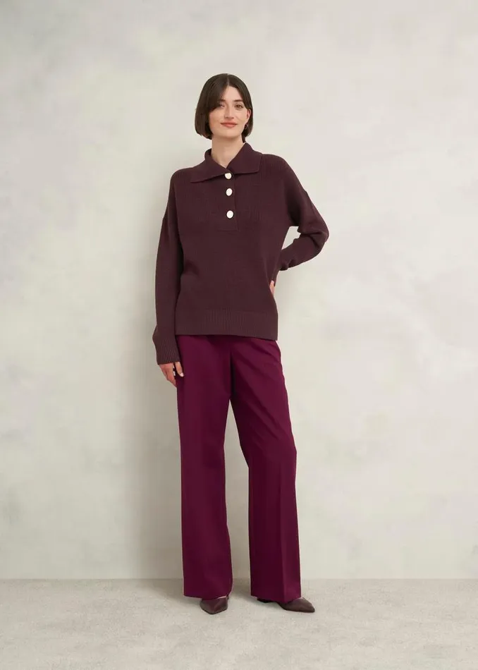 Women HOBBS Jumpers and Cardigans Brenna Merino Wool Jumper Malbec