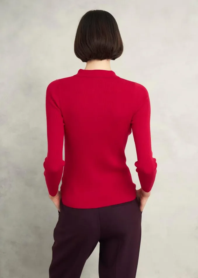 Women HOBBS Jumpers and Cardigans Fara Knitted Shirt Rowan Red