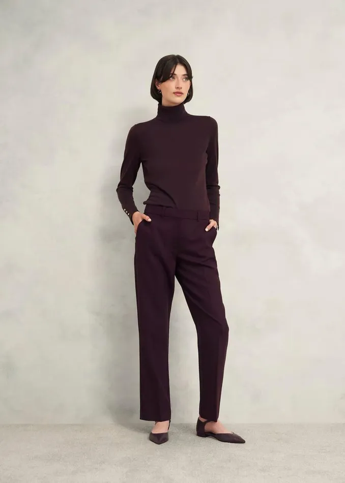 Women HOBBS Jumpers and Cardigans Lara Merino Wool Roll Neck Jumper Malbec