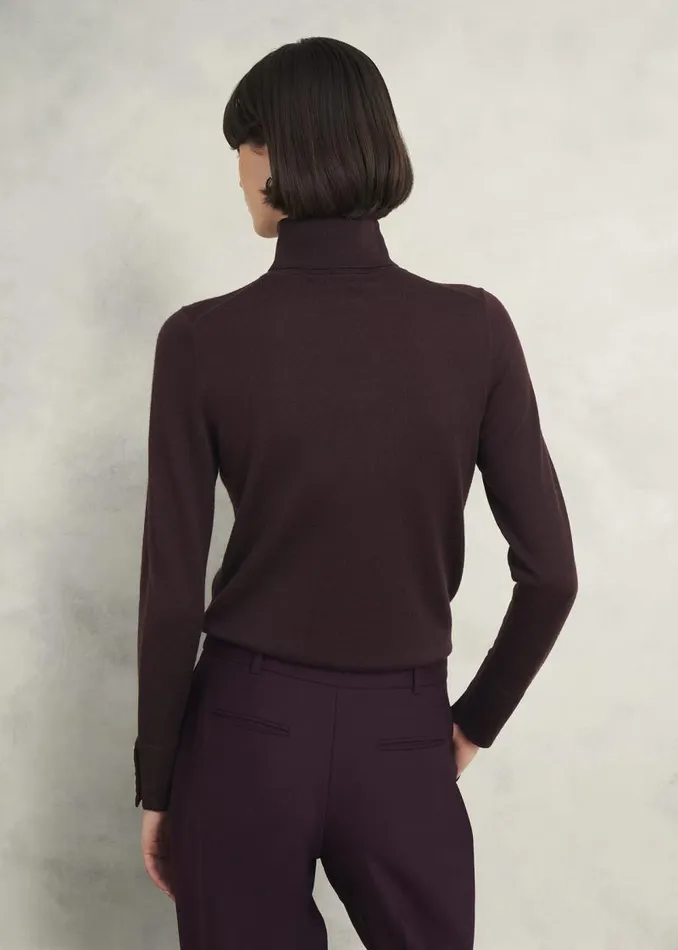 Women HOBBS Jumpers and Cardigans Lara Merino Wool Roll Neck Jumper Malbec