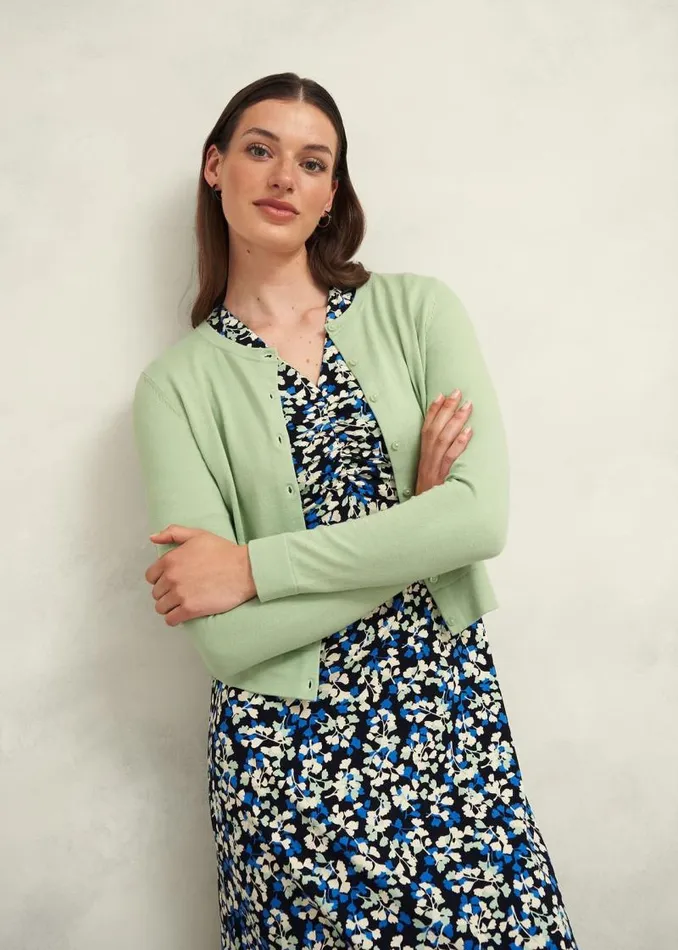 Women HOBBS Jumpers and Cardigans Michelle Cotton Cardigan Soft Sage Green