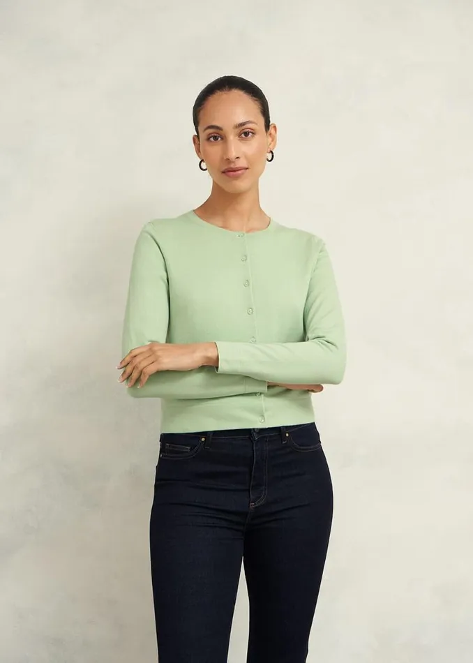 Women HOBBS Jumpers and Cardigans Michelle Cotton Cardigan Soft Sage Green