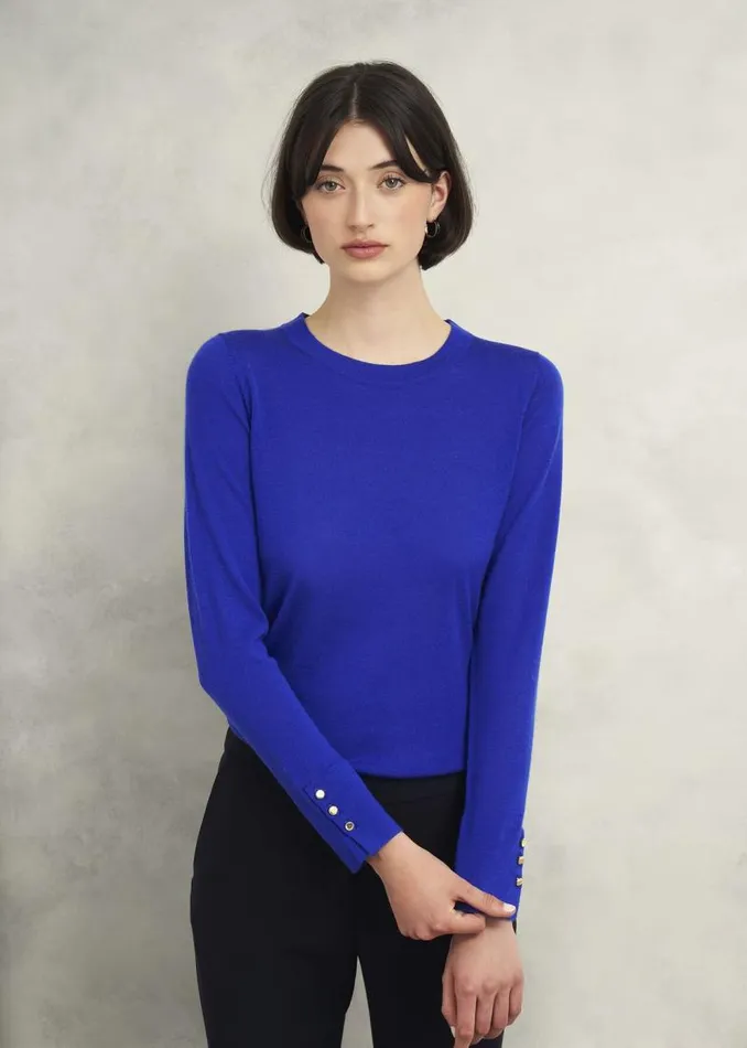 Women HOBBS Jumpers and Cardigans Penny Merino Wool Jumper Eclipse Blue