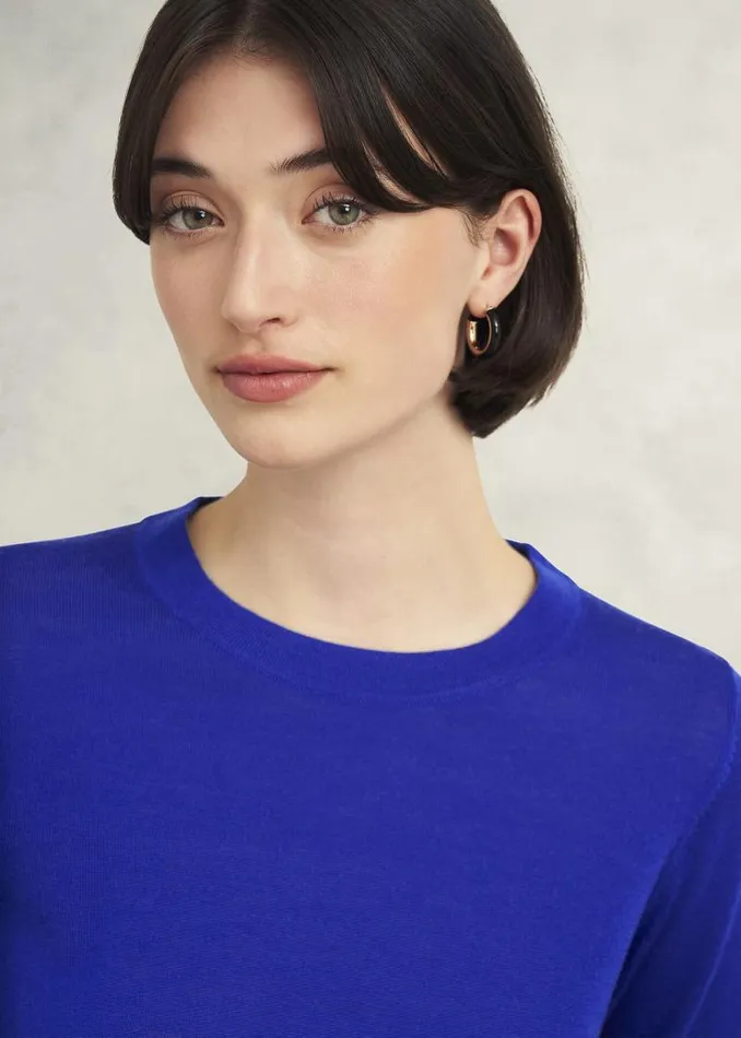 Women HOBBS Jumpers and Cardigans Penny Merino Wool Jumper Eclipse Blue