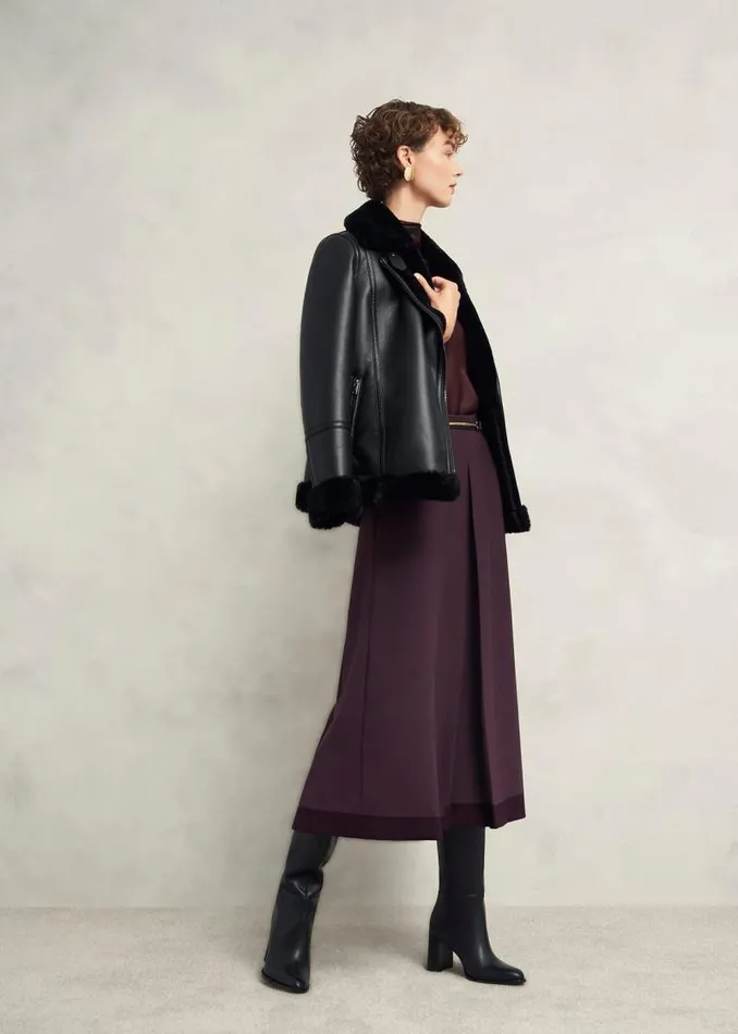 Women HOBBS Skirts Chersham Skirt With Wool Malbec Purple