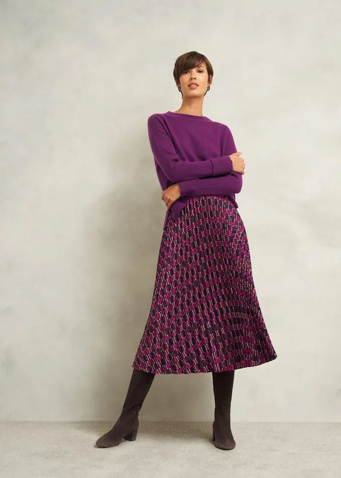 Women HOBBS Skirts Kayla Pleated Skirt Purple Multi