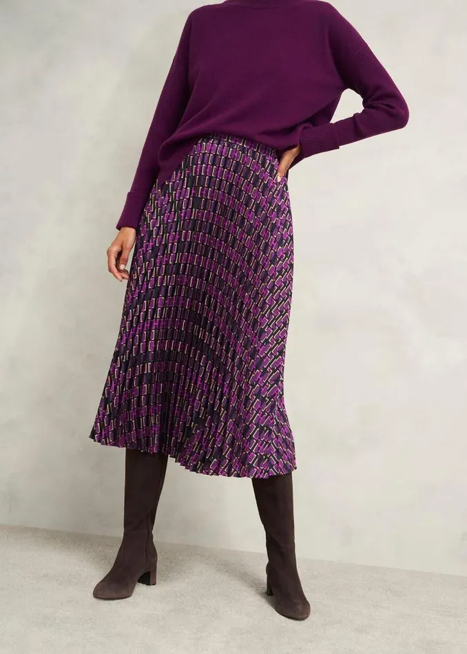 Women HOBBS Skirts Kayla Pleated Skirt Purple Multi