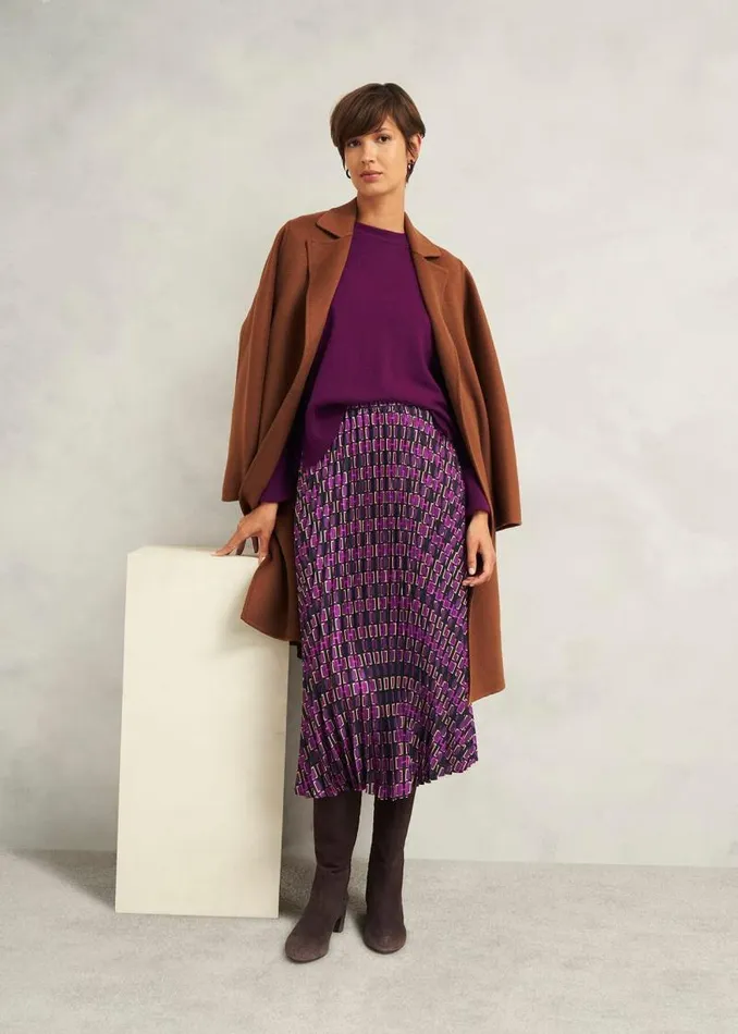 Women HOBBS Skirts Kayla Pleated Skirt Purple Multi