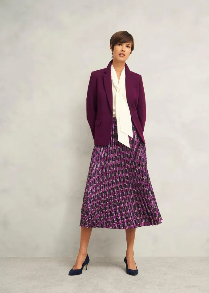 Women HOBBS Skirts Kayla Pleated Skirt Purple Multi