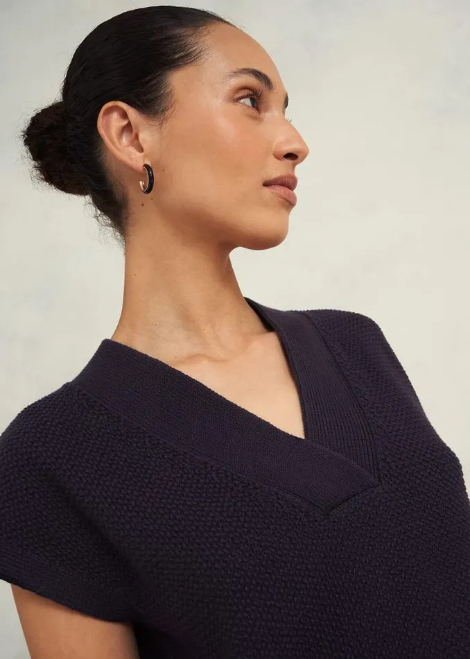 Women HOBBS Tops Ariel Cotton Knitted Top Hobbs Navy
