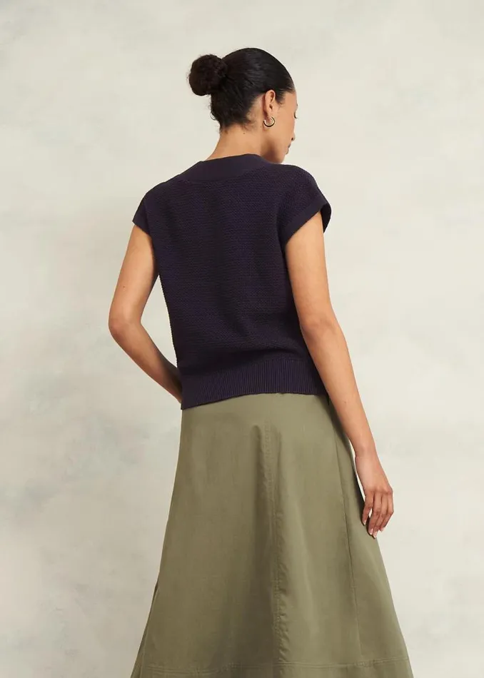 Women HOBBS Tops Ariel Cotton Knitted Top Hobbs Navy