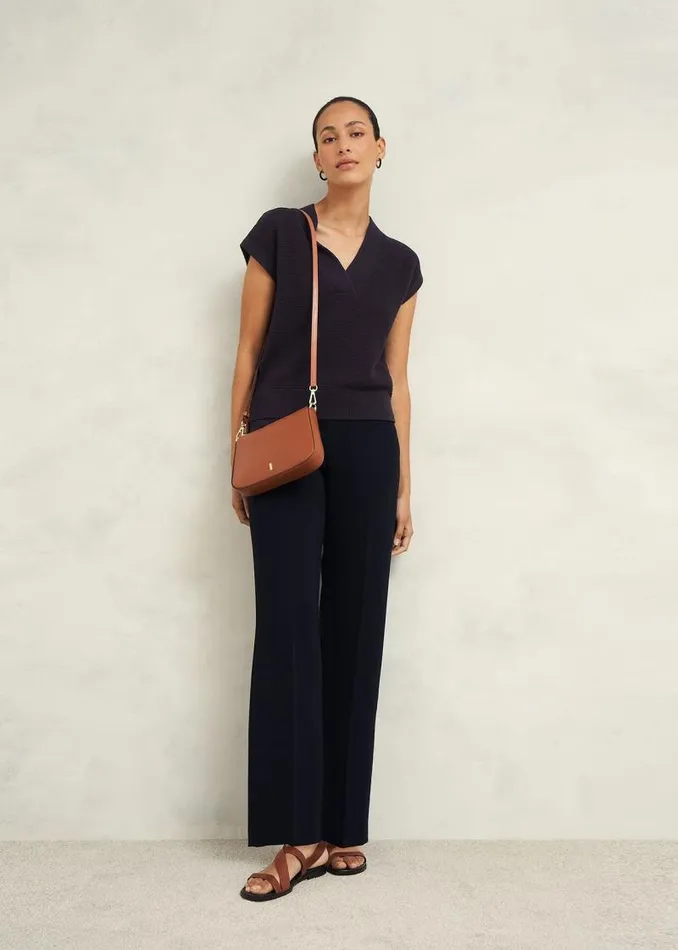Women HOBBS Tops Ariel Cotton Knitted Top Hobbs Navy