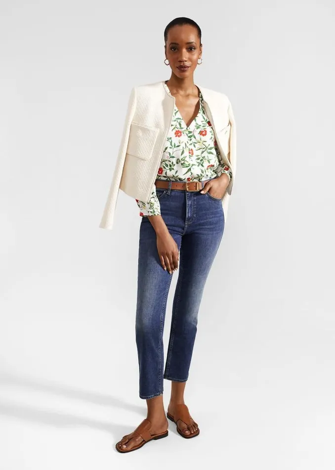 Women HOBBS Tops Florence Blouse Ivory Multi