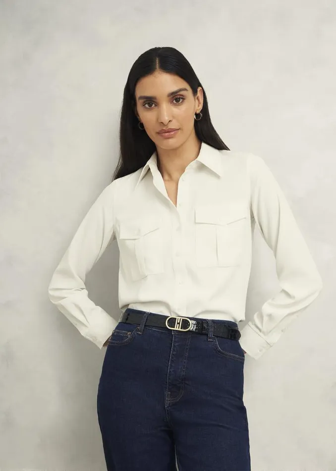 Women HOBBS Tops Hutton Shirt Ivory
