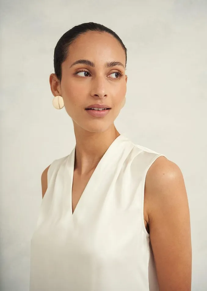 Women HOBBS Tops Nina Satin Blouse Ivory