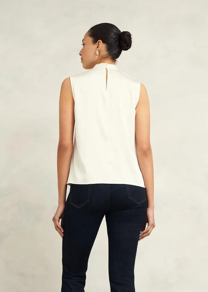 Women HOBBS Tops Nina Satin Blouse Ivory