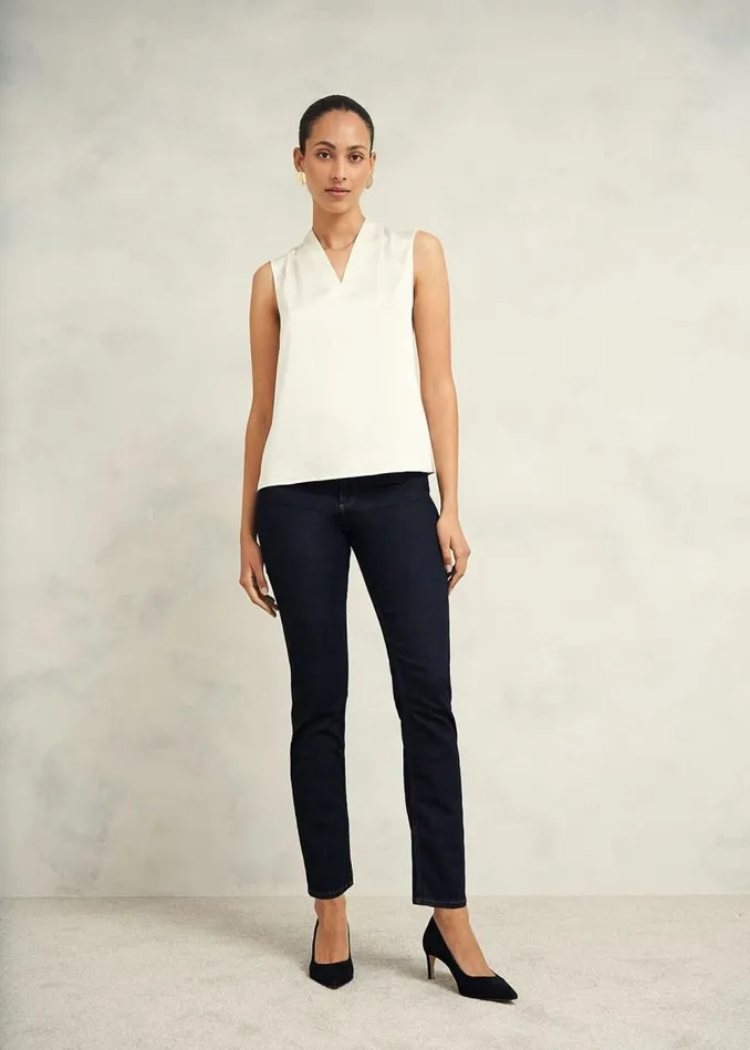 Women HOBBS Tops Nina Satin Blouse Ivory
