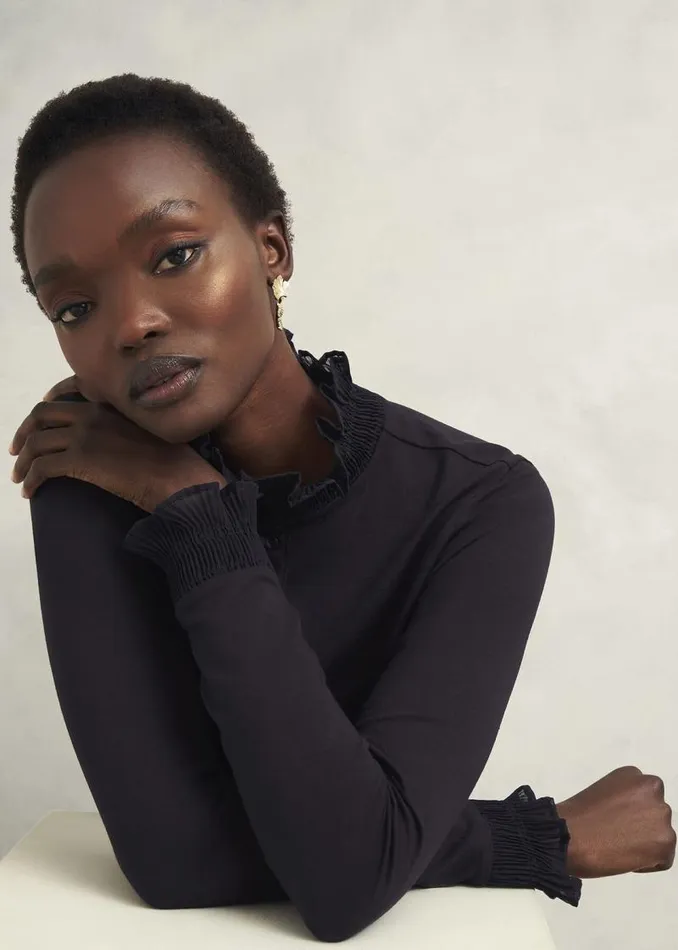 Women HOBBS Tops Sera Frill Top Hobbs Navy