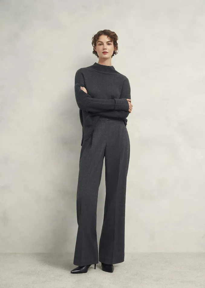 Women HOBBS Trousers Middleton Trouser With Wool Grey Black