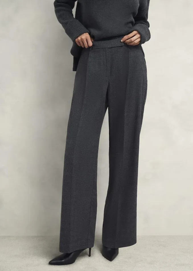 Women HOBBS Trousers Middleton Trouser With Wool Grey Black