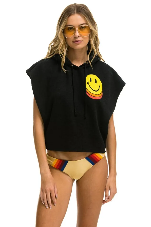Women Hoodies Aviator Nation Smiley Sunset Sleeveless Relaxed Cropped Pullover Hoodie 8211 Black Women Hoodies Aviator Nation Smiley Sunset Sleeveless Relaxed Cropped Pullover Hoodie 8211 Black