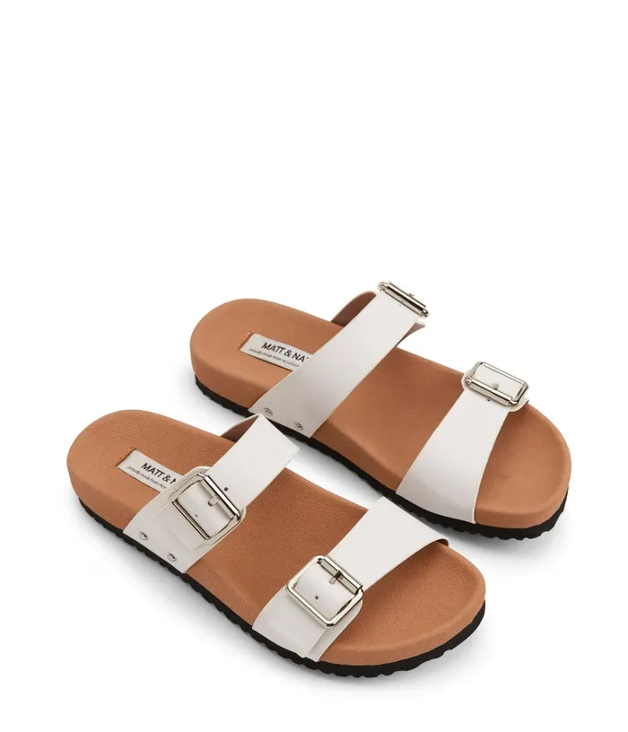 Women Ibaka Vegan Buckle Sandals White Matt and Nat Sandals