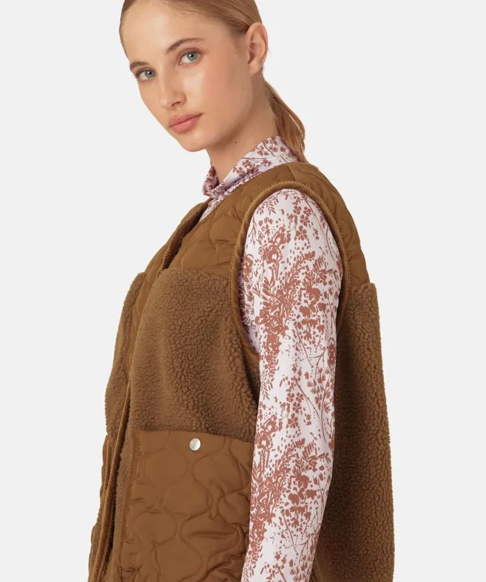 Women Ilse Jacobsen Quilt Fleece Vest 8211 Walnut