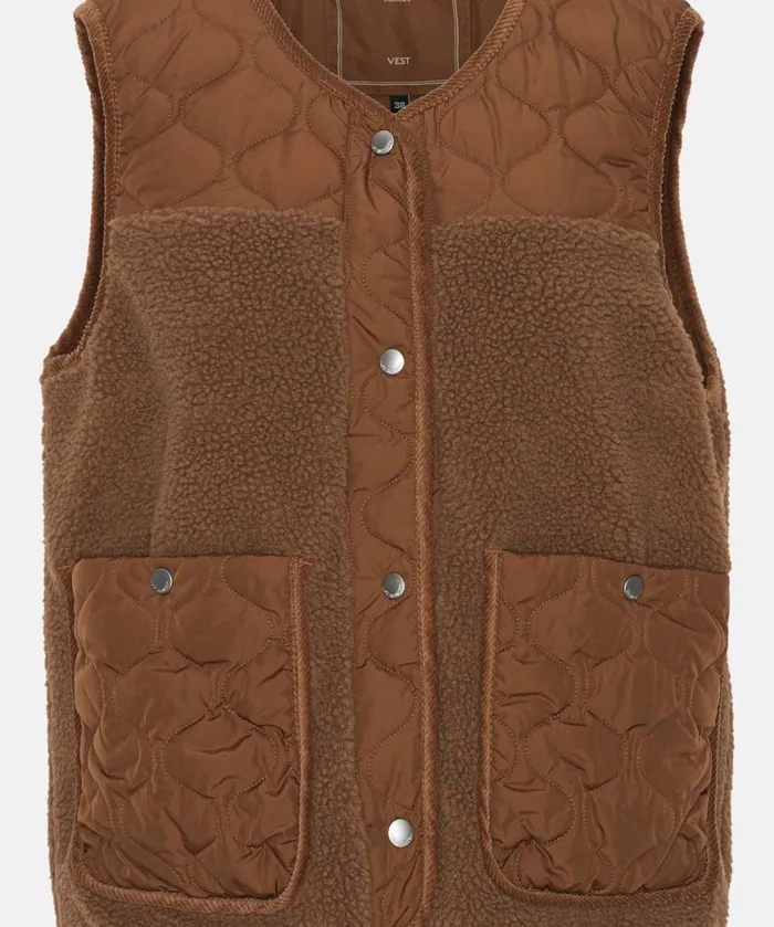Women Ilse Jacobsen Quilt Fleece Vest 8211 Walnut
