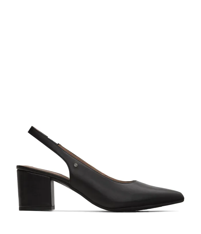 Women Iman Vegan Block Heels Black Matt and Nat Heels
