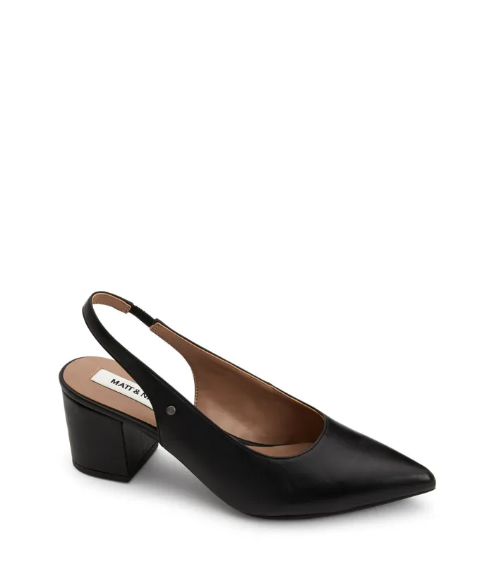 Women Iman Vegan Block Heels Black Matt and Nat Heels