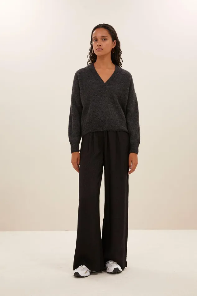 Women Izzy Pullover Dark Grey Melee Bybar Pullovers