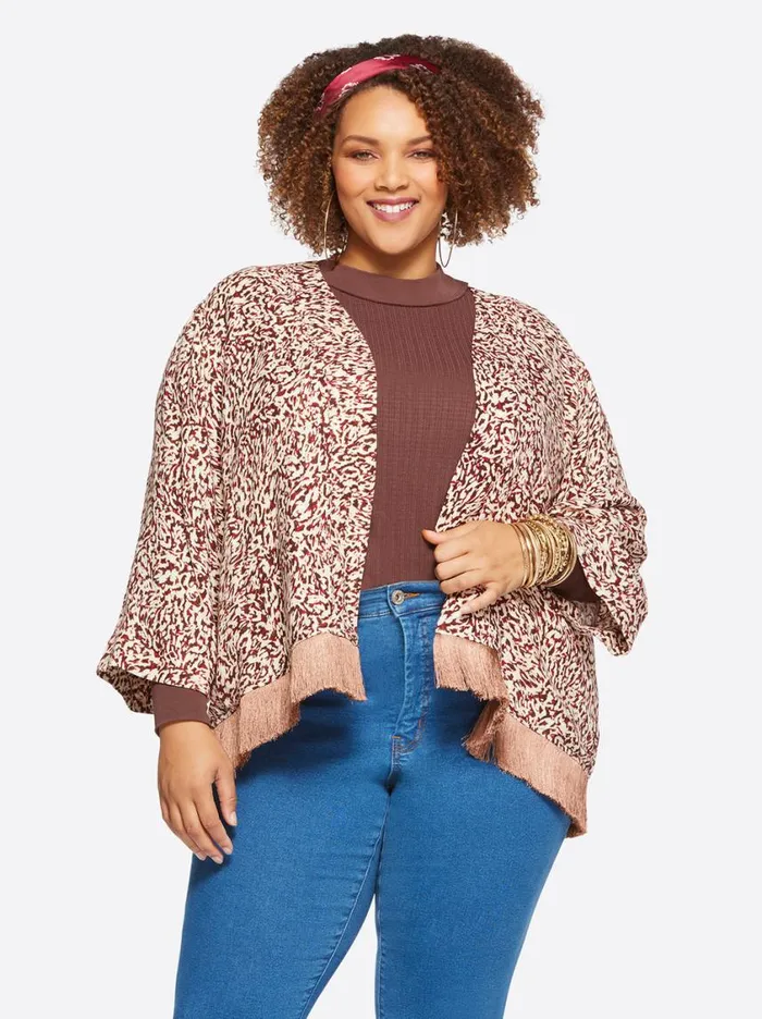 Women Jackets Blazers and Kimonos Jessica Simpson Anya Cropped Duster In Camo Leopard