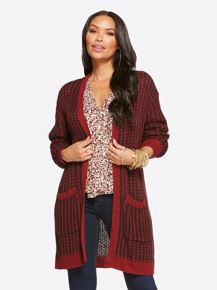Women Jackets Blazers and Kimonos Jessica Simpson Sterling Cardigan In Syrah And Black