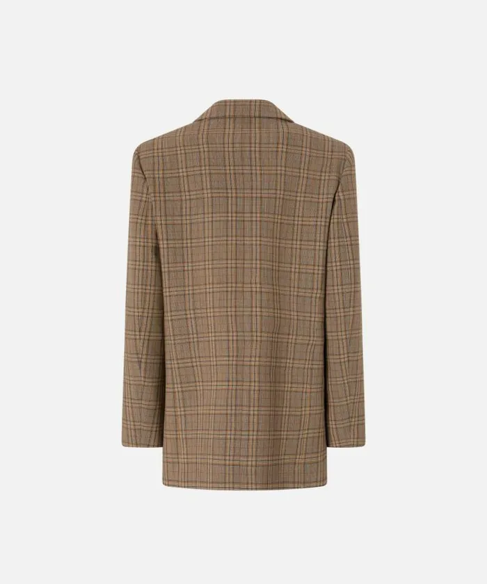 Women Jackets Pinko Doublebreasted Check Blazer Brown Camel