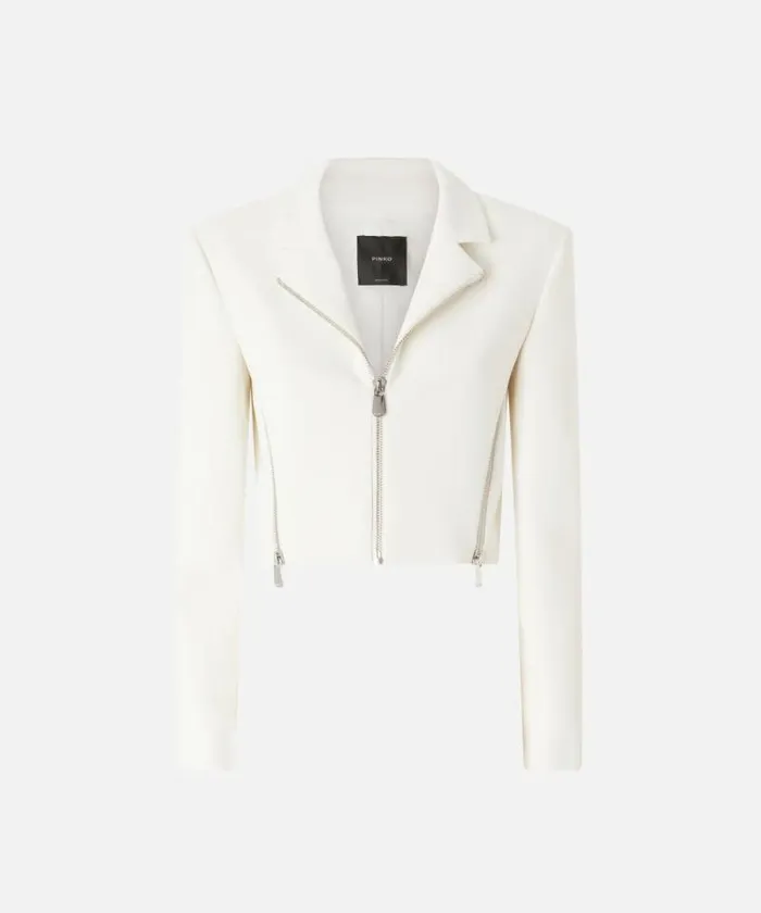 Women Jackets Pinko Short Jacket In Crpe Fabric With Zip Lily White