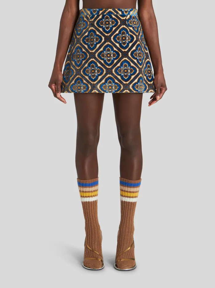 Women Jacquard Velvet Mini Skirt Etro Skirts