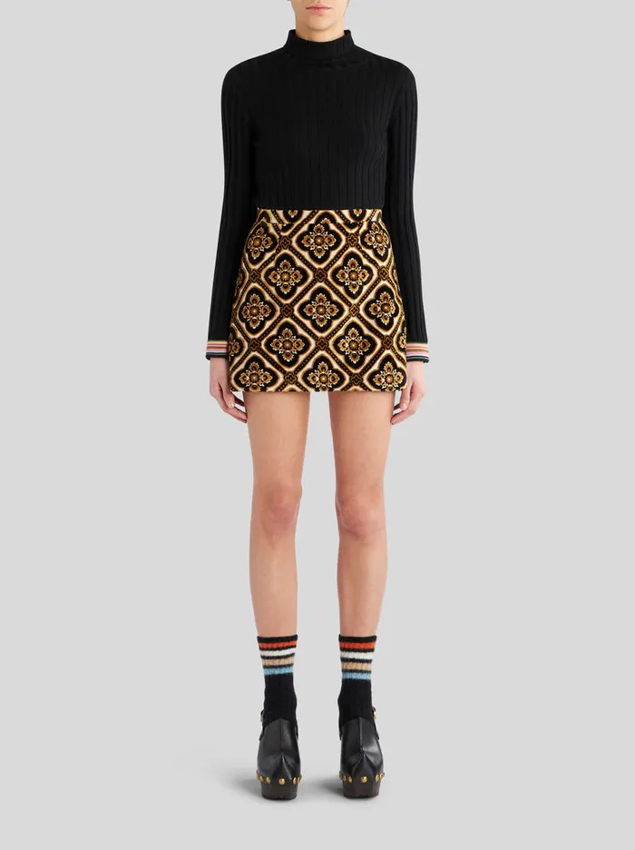 Women Jacquard Velvet Mini Skirt Etro Skirts